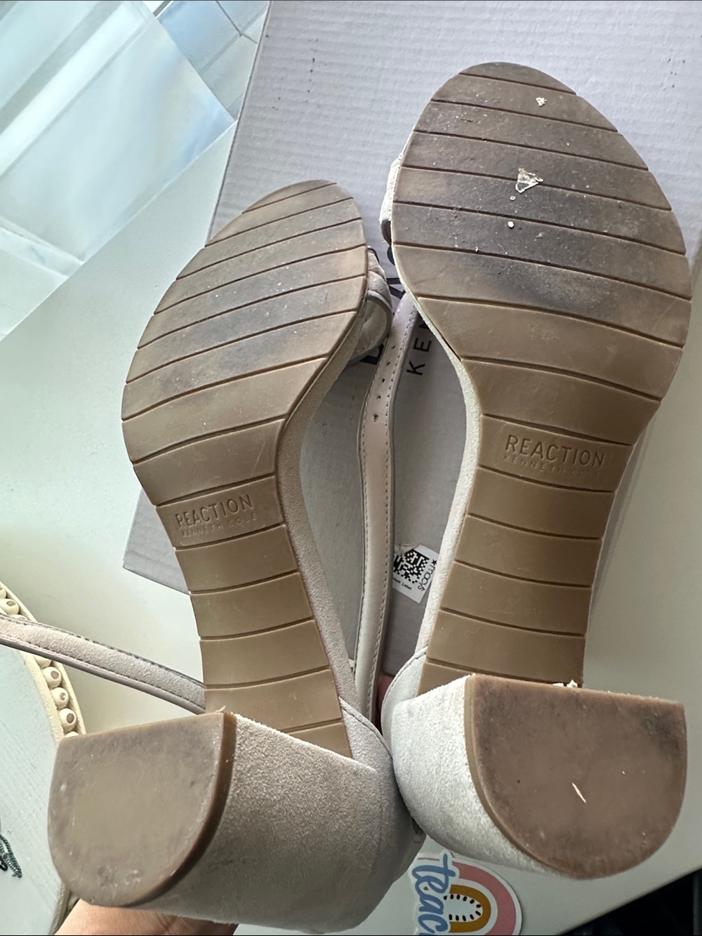 Reaction Kenneth Cole Neutral Beige Open-Toe Ankle-Strap Heels - Lolita - Picture 5 of 7